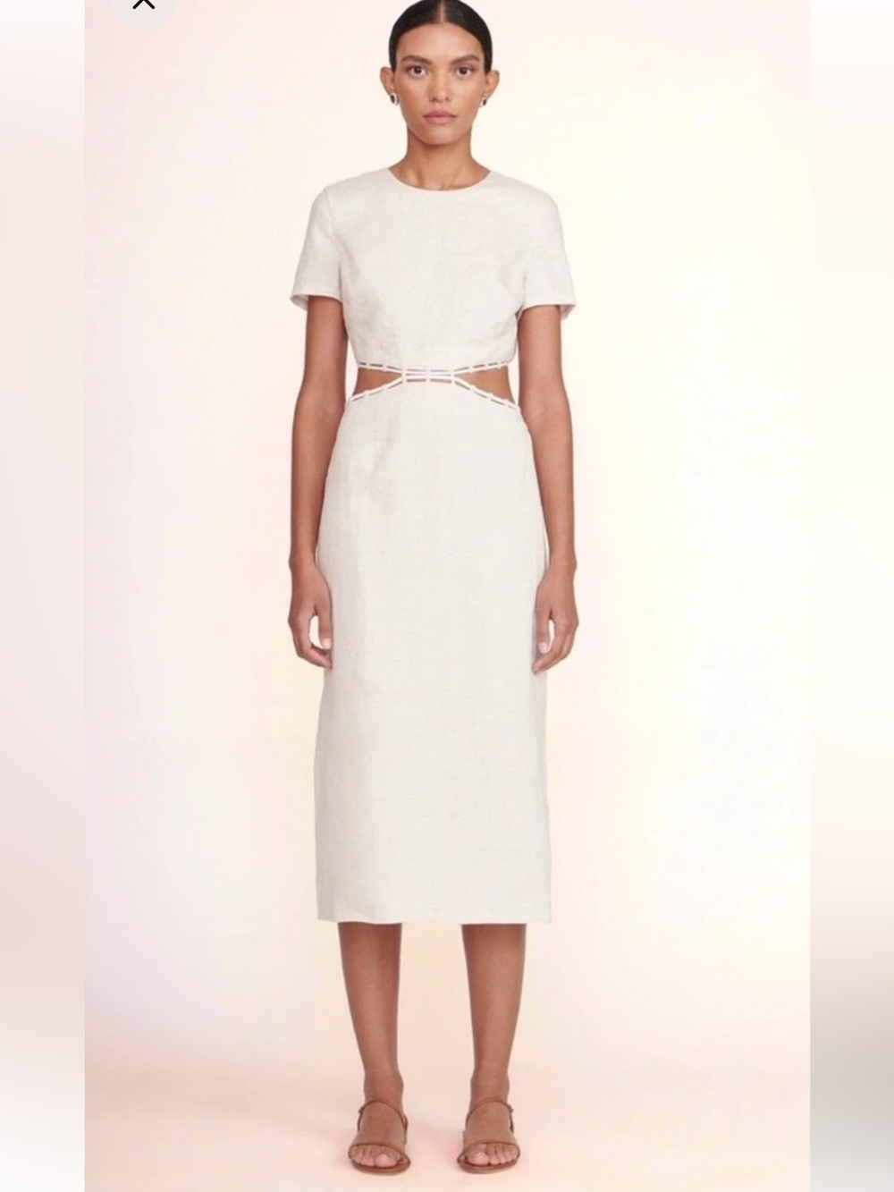 Staud 100% linen Cutout Midi Dress
